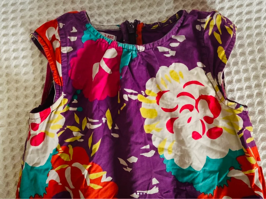 🔥-20%🔥 Robe DPAM 💯 coton Fleurie – Violette & Multicolore – T.3 ans (94 cm) – photo 2